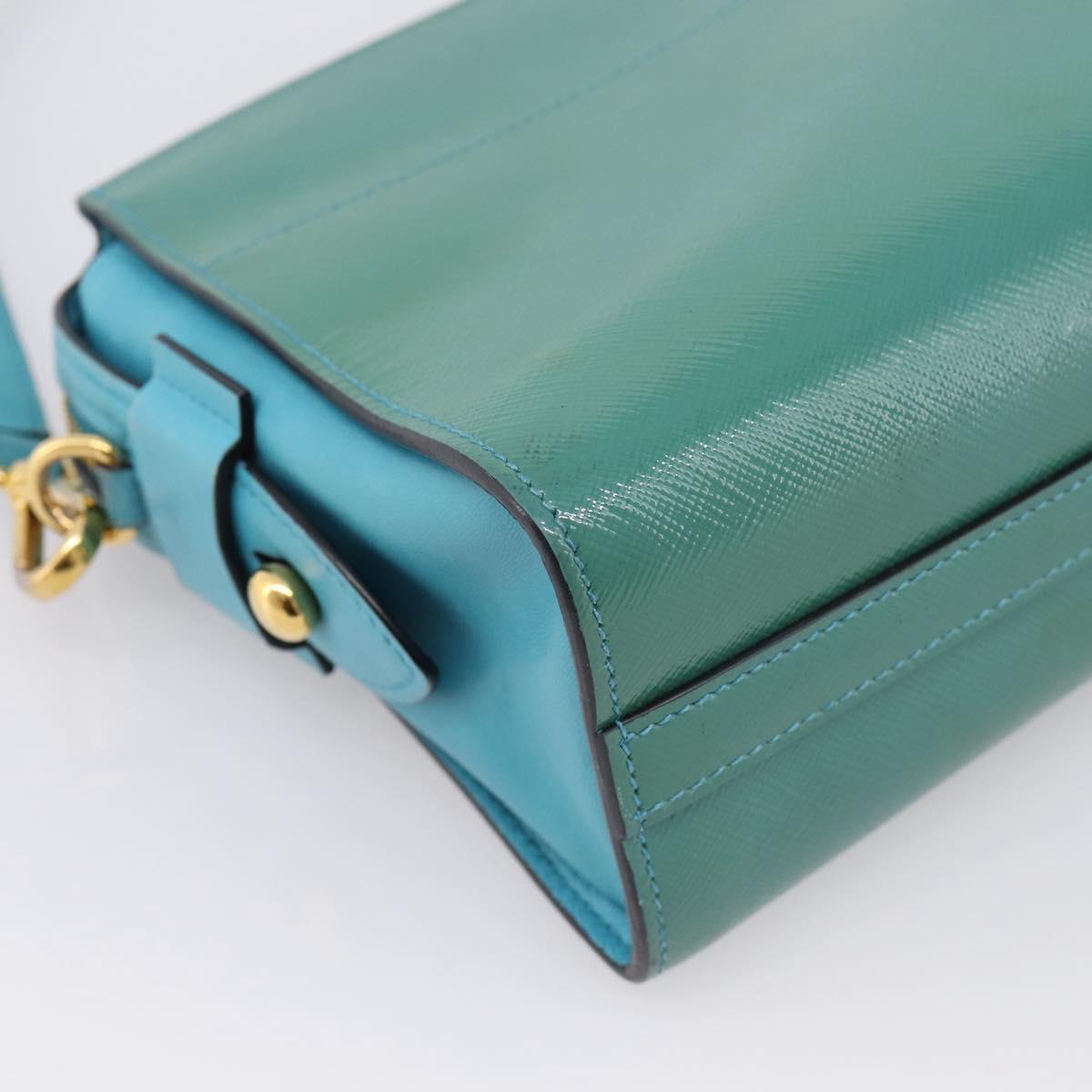 PRADA Shoulder Bag Safiano Leather Green Gold Auth am12262A