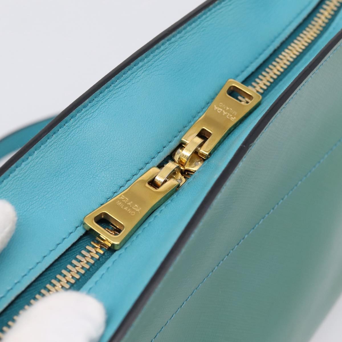 PRADA Shoulder Bag Safiano Leather Green Gold Auth am12262A