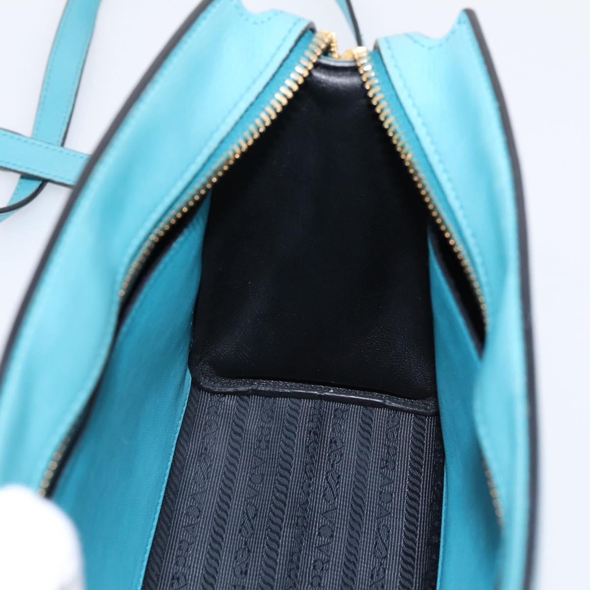 PRADA Shoulder Bag Safiano Leather Green Gold Auth am12262A