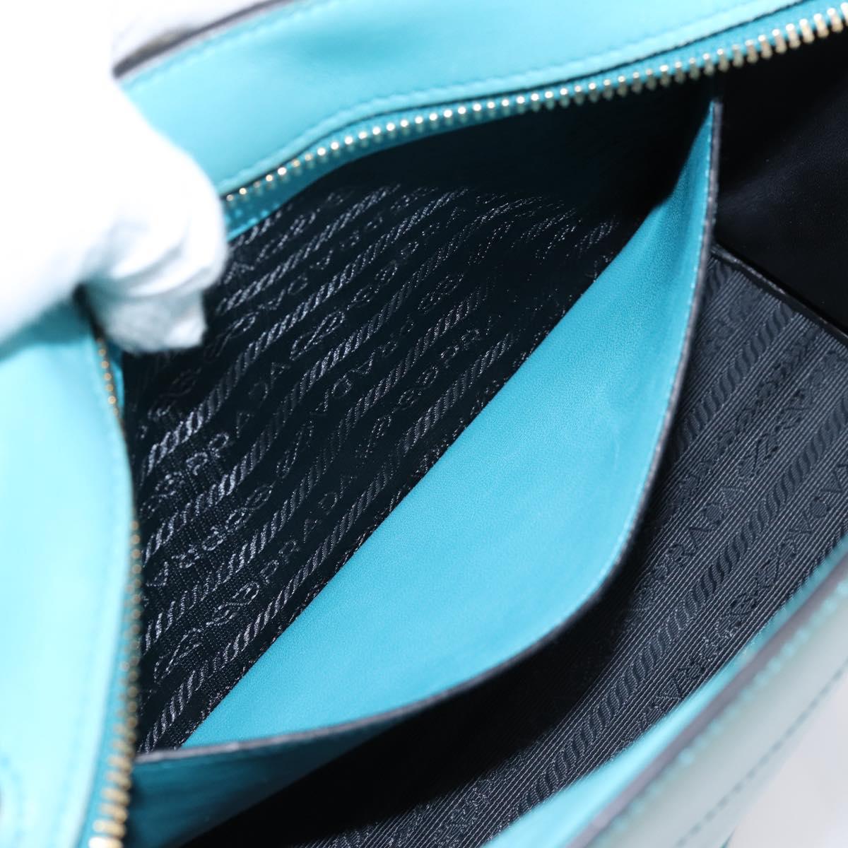 PRADA Shoulder Bag Safiano Leather Green Gold Auth am12262A
