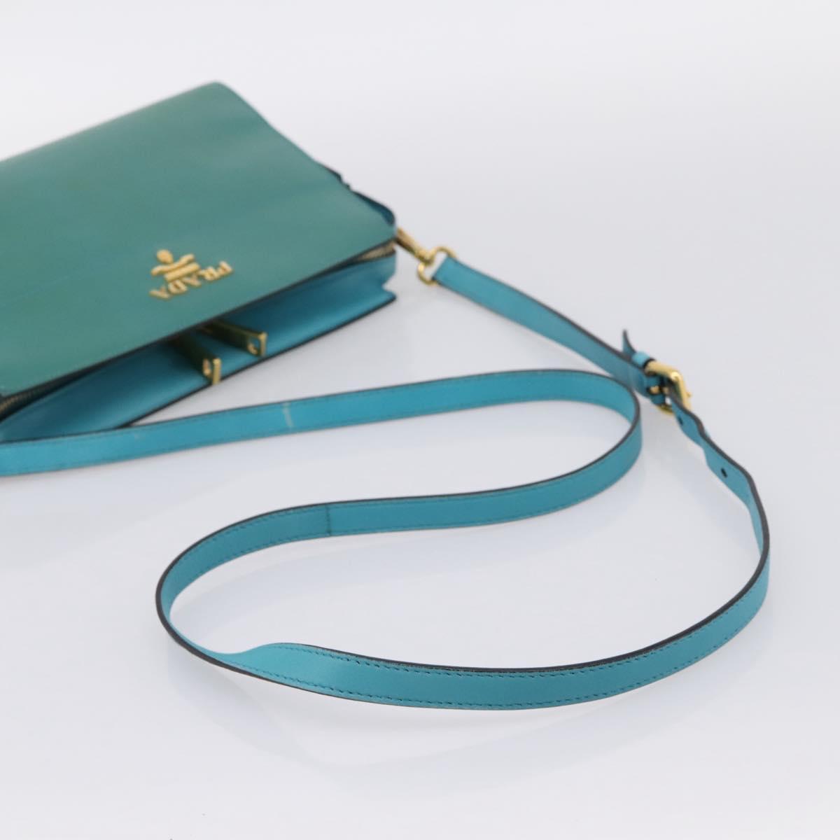 PRADA Shoulder Bag Safiano Leather Green Gold Auth am12262A