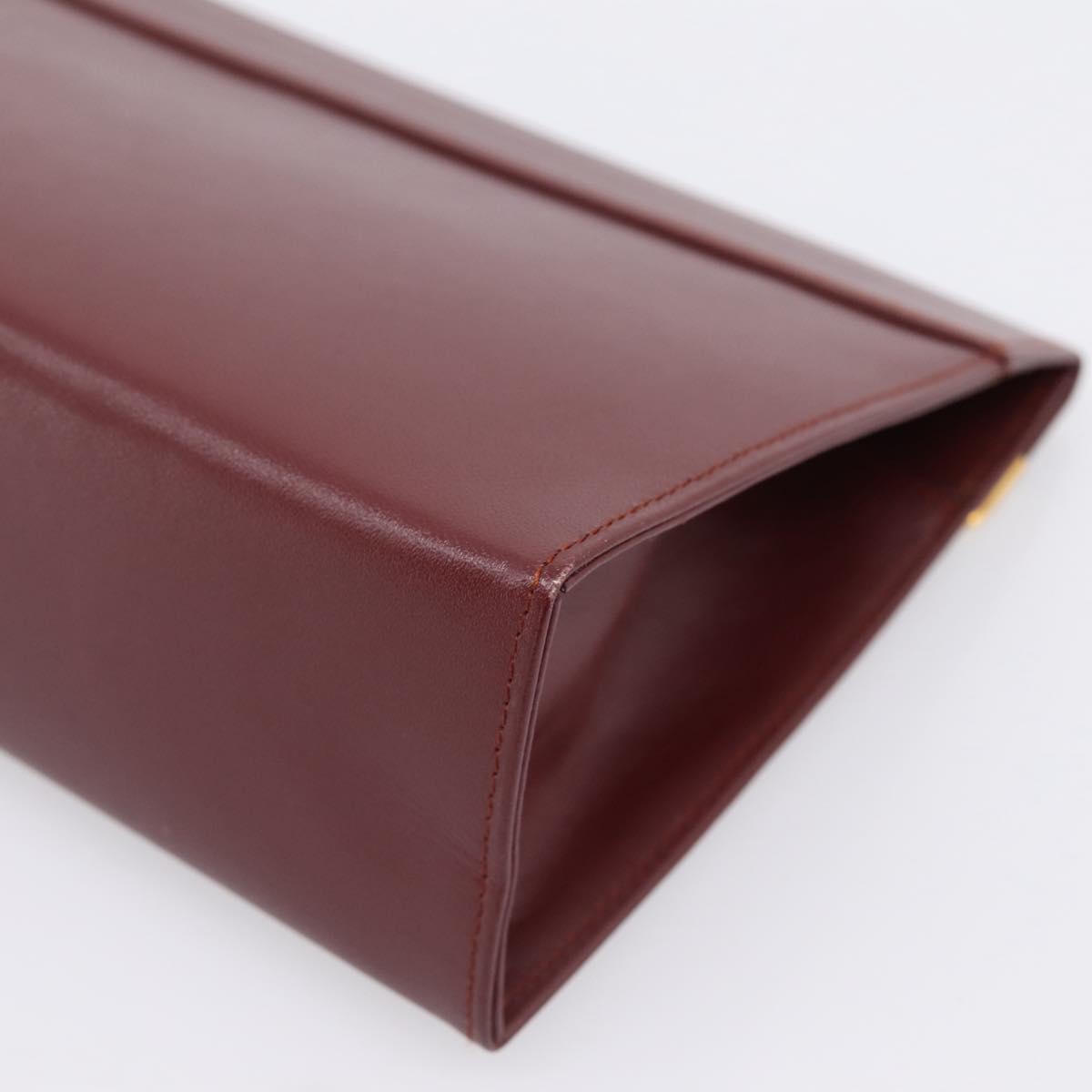 CARTIER Must Line Pouch Leather Bordeaux Gold Auth am12264V