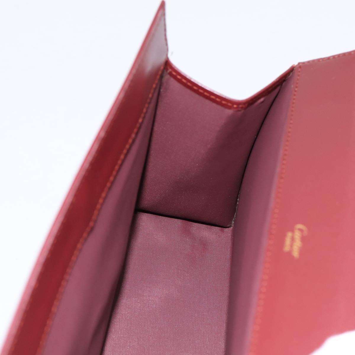 CARTIER Must Line Pouch Leather Bordeaux Gold Auth am12264V