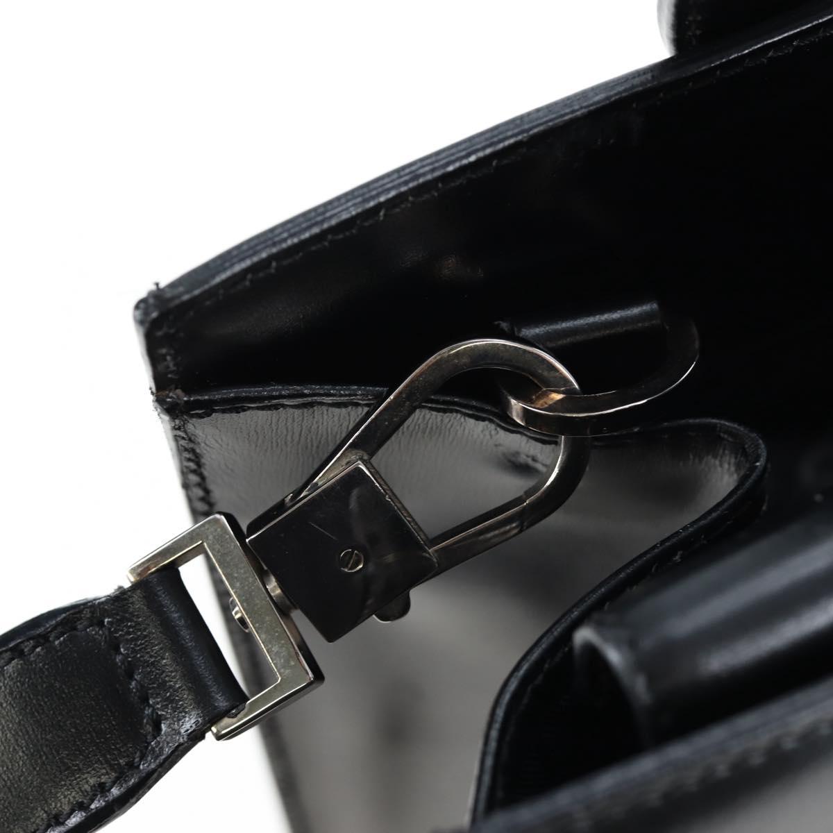 CELINE Circle Handle Hand Bag Leather 2way Black Silver Auth am12266V