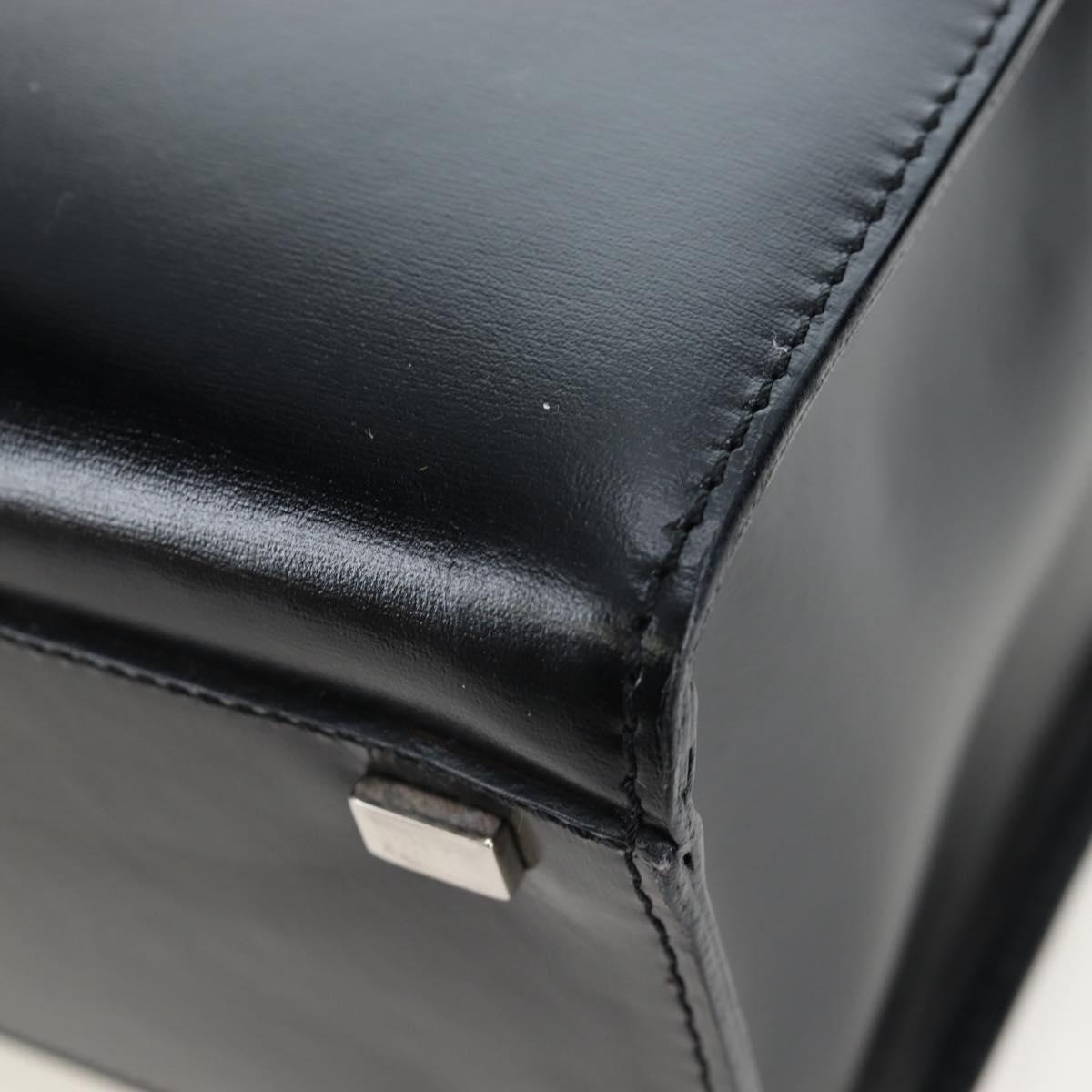 CELINE Circle Handle Hand Bag Leather 2way Black Silver Auth am12266V