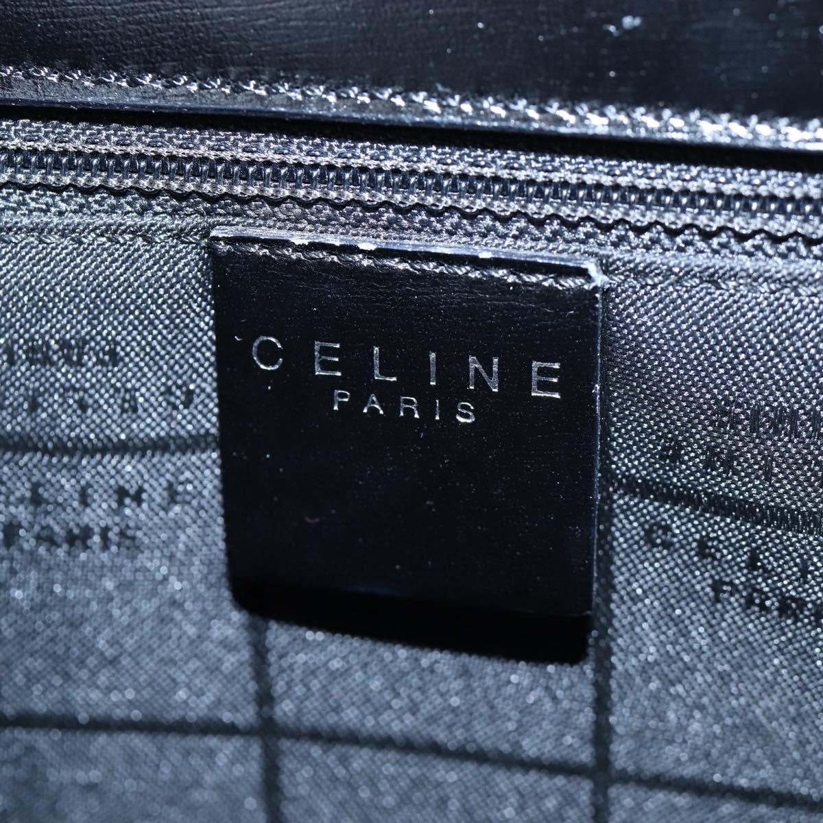 CELINE Circle Handle Hand Bag Leather 2way Black Silver Auth am12266V