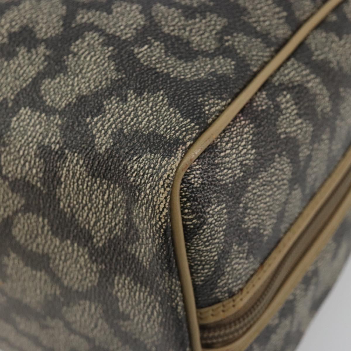 SAINT LAURENT Mini Boston Bag PVC Canvas Gray Gold Auth am12267A