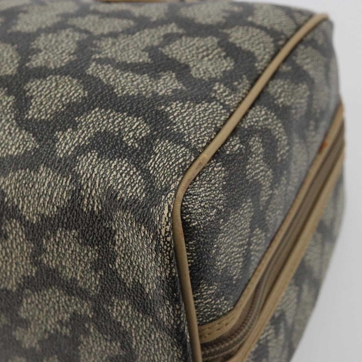 SAINT LAURENT Mini Boston Bag PVC Canvas Gray Gold Auth am12267A