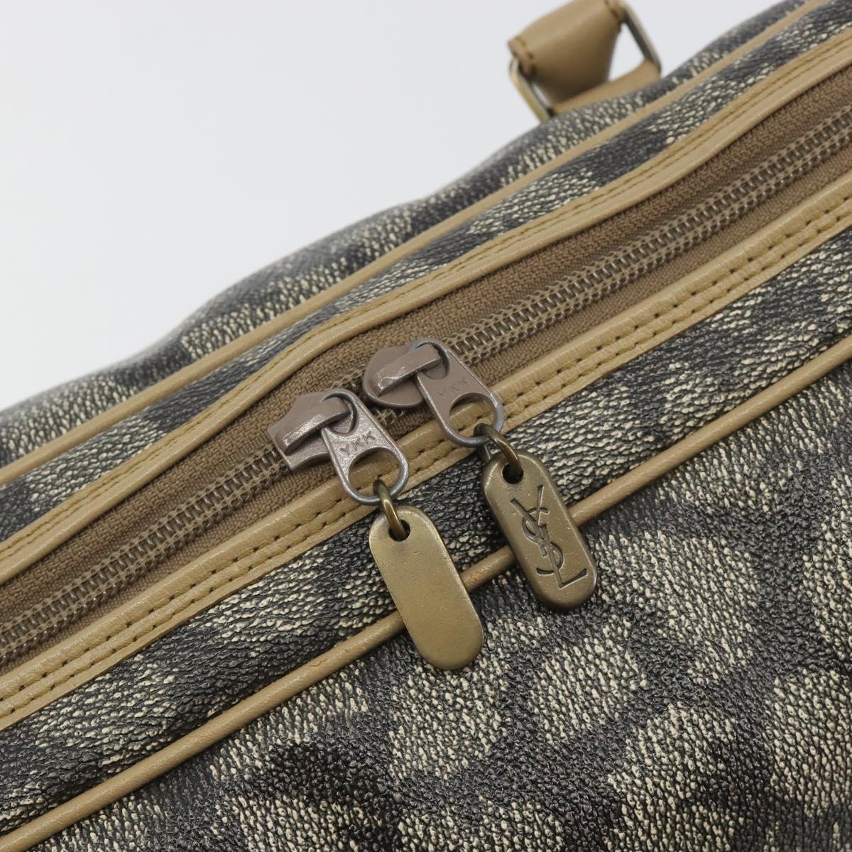 SAINT LAURENT Mini Boston Bag PVC Canvas Gray Gold Auth am12267A