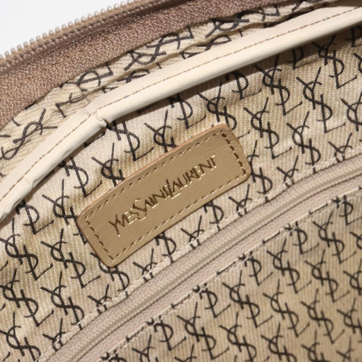 SAINT LAURENT Mini Boston Bag PVC Canvas Gray Gold Auth am12267A
