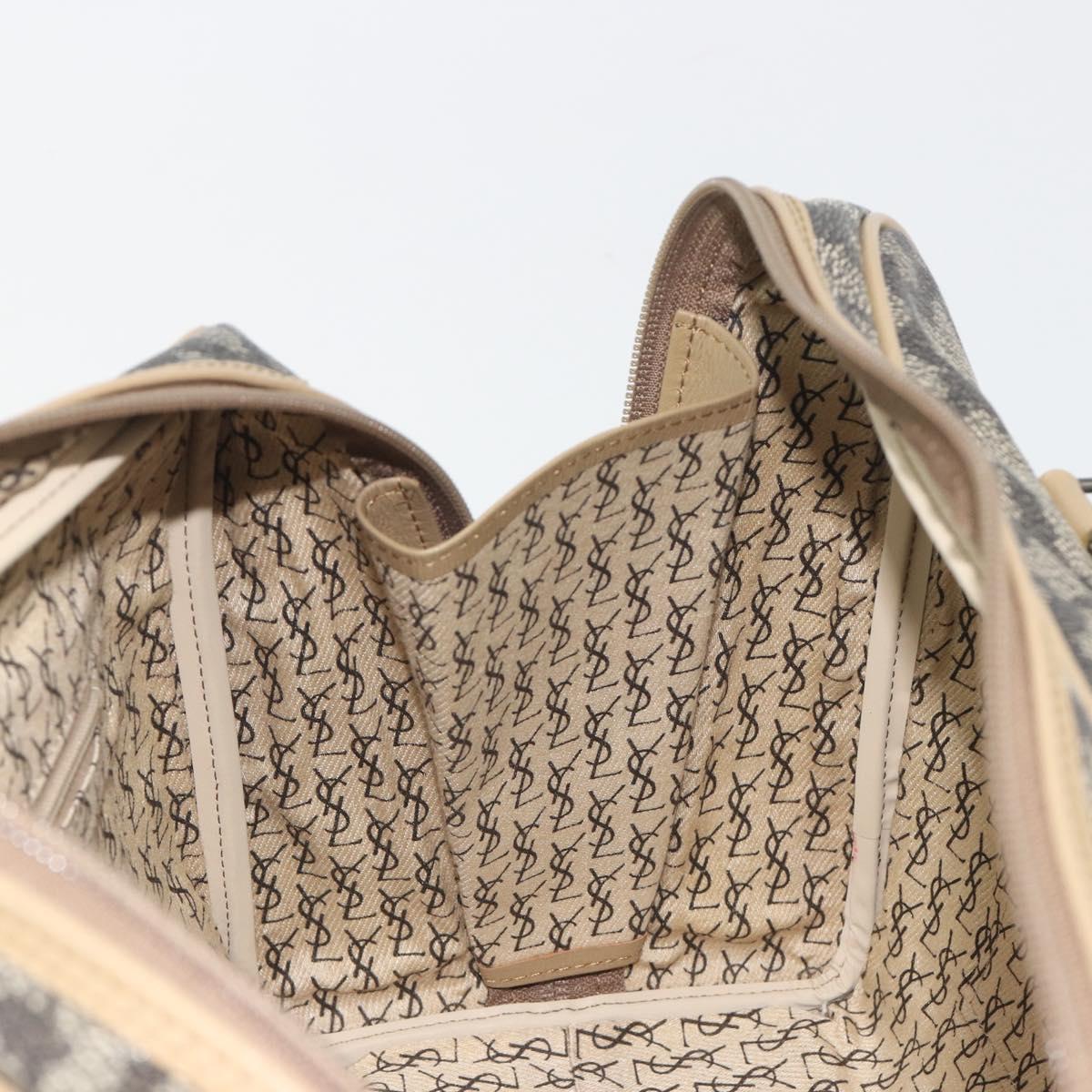 SAINT LAURENT Mini Boston Bag PVC Canvas Gray Gold Auth am12267A