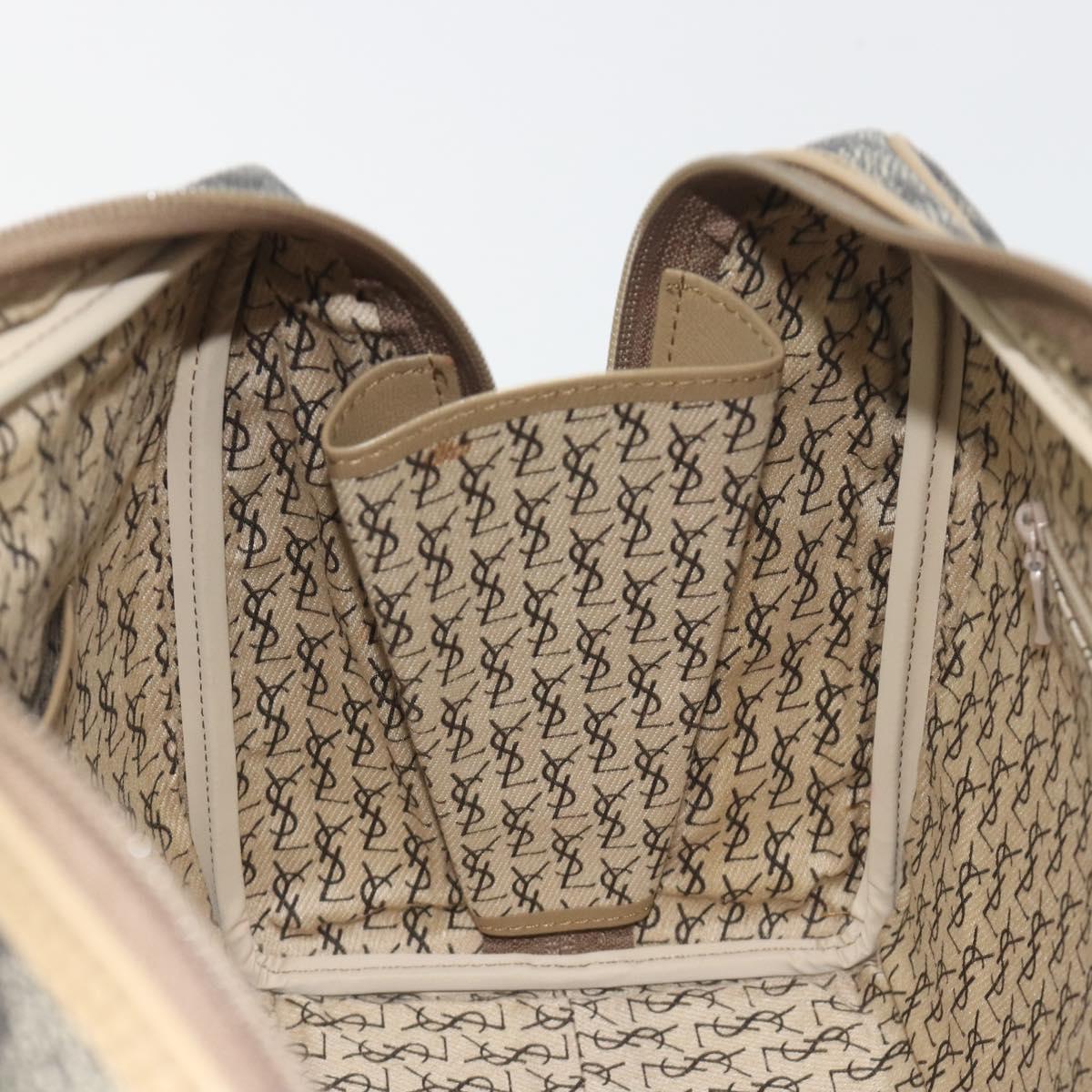 SAINT LAURENT Mini Boston Bag PVC Canvas Gray Gold Auth am12267A