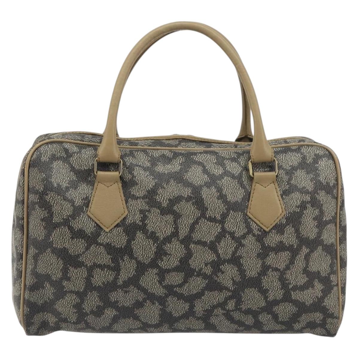 SAINT LAURENT Mini Boston Bag PVC Canvas Gray Gold Auth am12267A