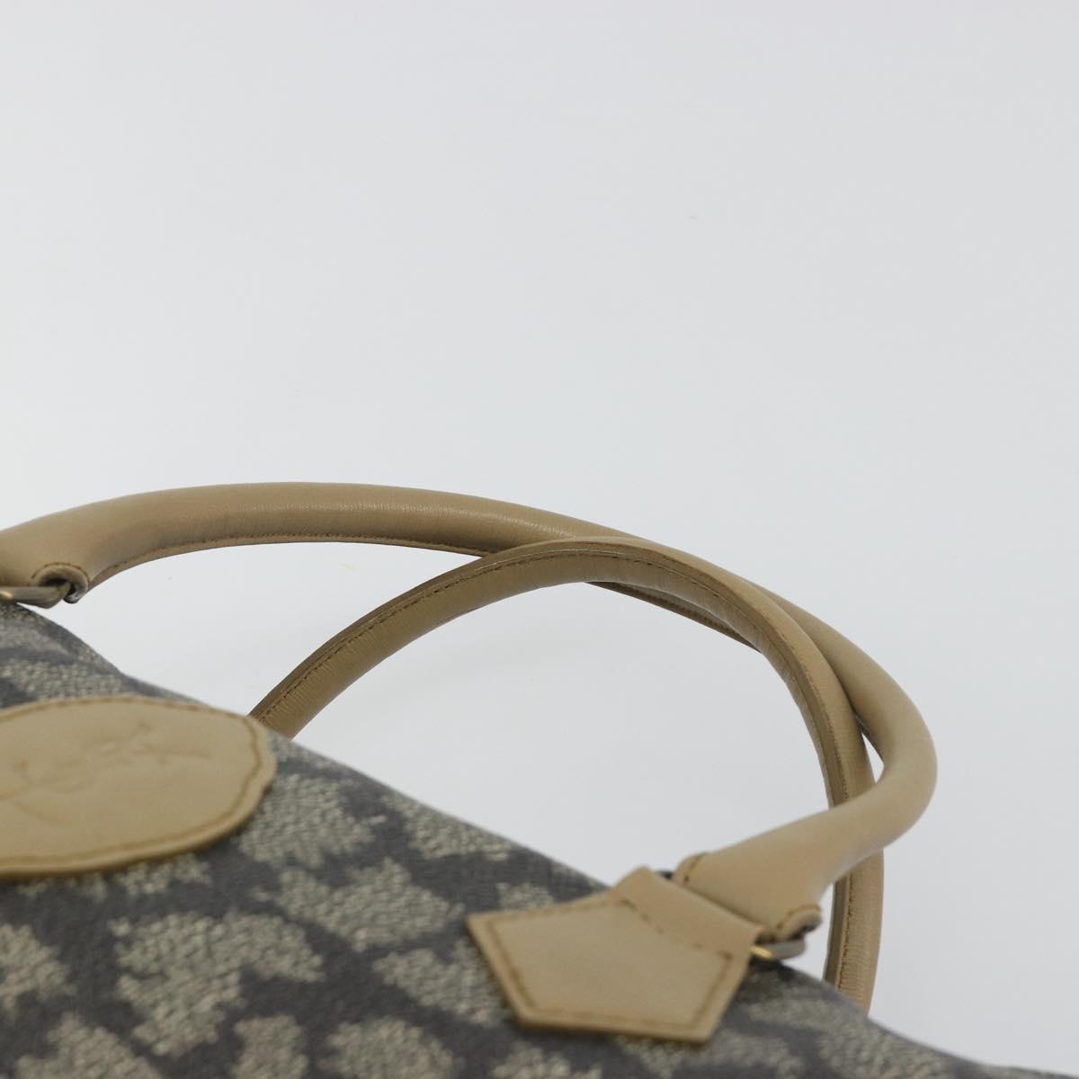 SAINT LAURENT Mini Boston Bag PVC Canvas Gray Gold Auth am12267A
