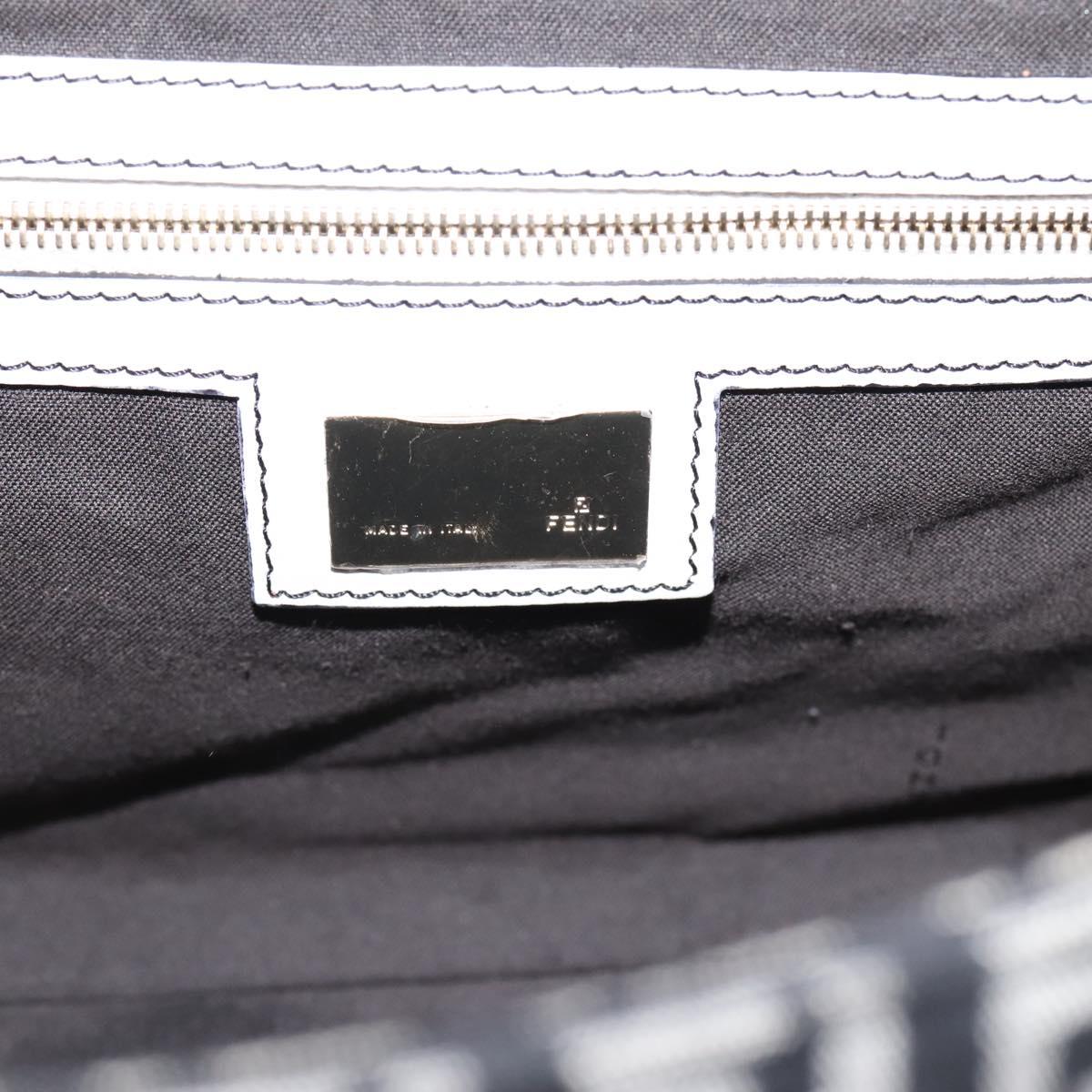 FENDI Zucchino Canvas Mamma Baguette Bag Black Gray Gold Auth am12275SAV