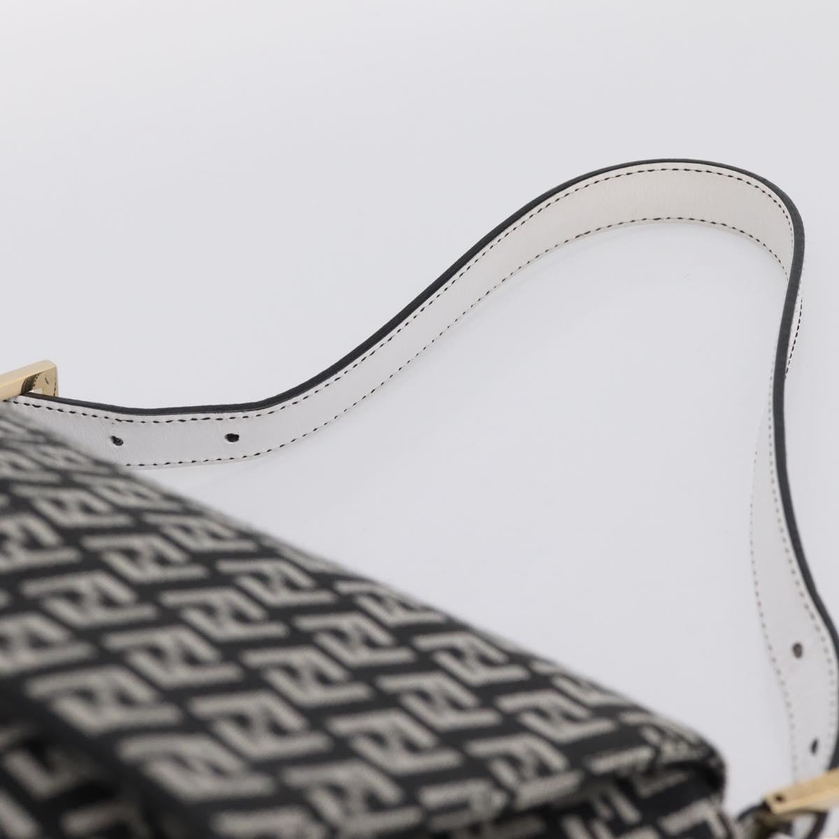 FENDI Zucchino Canvas Mamma Baguette Bag Black Gray Gold Auth am12275SAV
