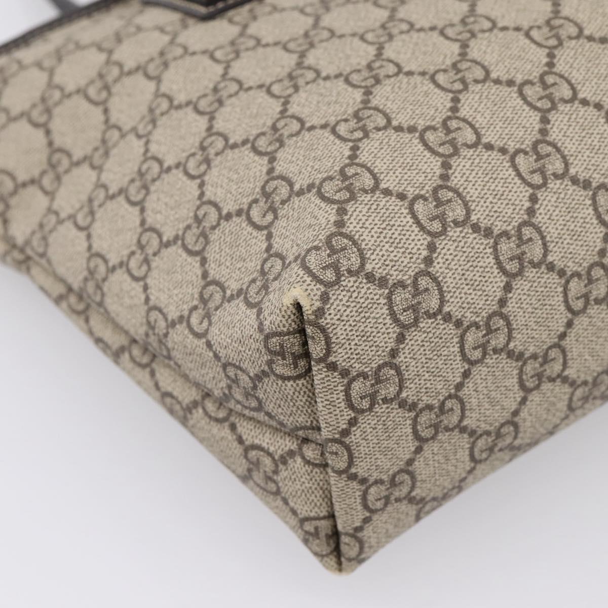 GUCCI GG Supreme Tote Bag PVC Beige Brown Silver 211138 Auth am12278V