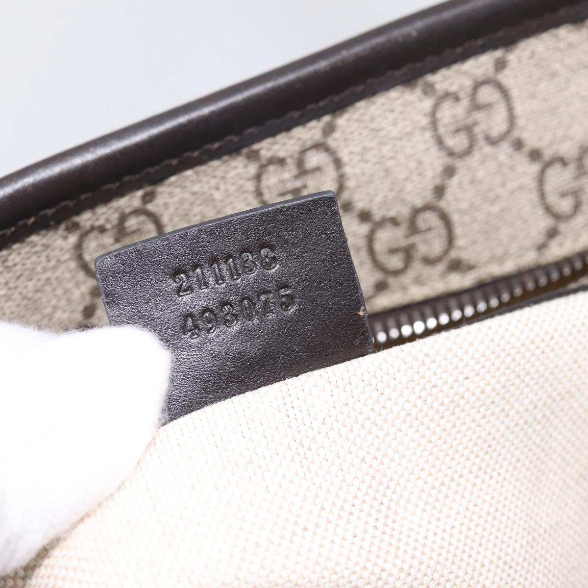 GUCCI GG Supreme Tote Bag PVC Beige Brown Silver 211138 Auth am12278V