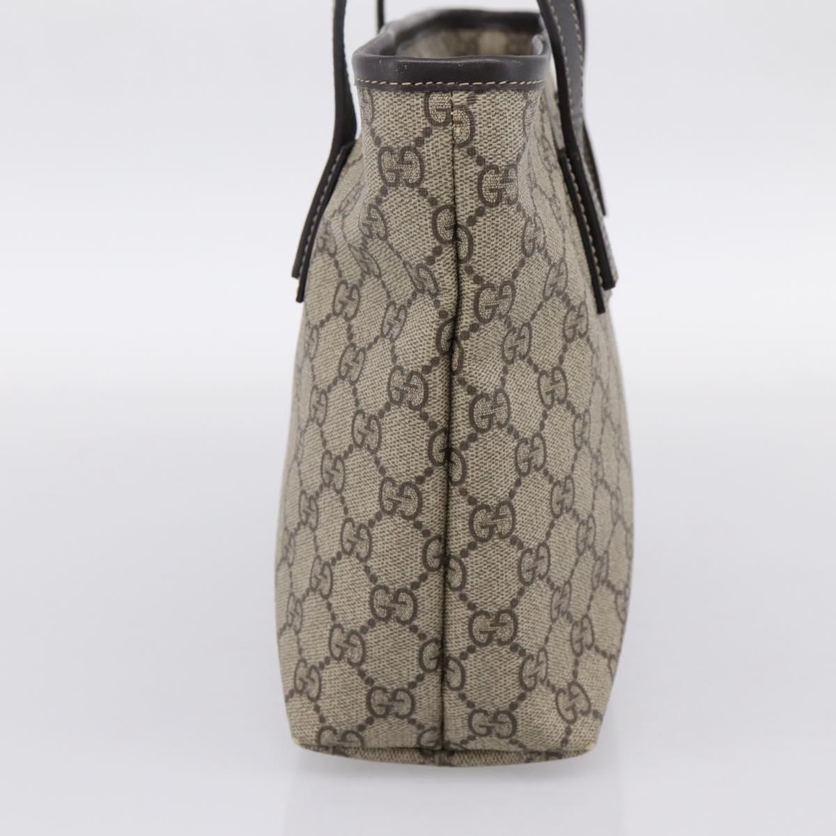 GUCCI GG Supreme Tote Bag PVC Beige Brown Silver 211138 Auth am12278V
