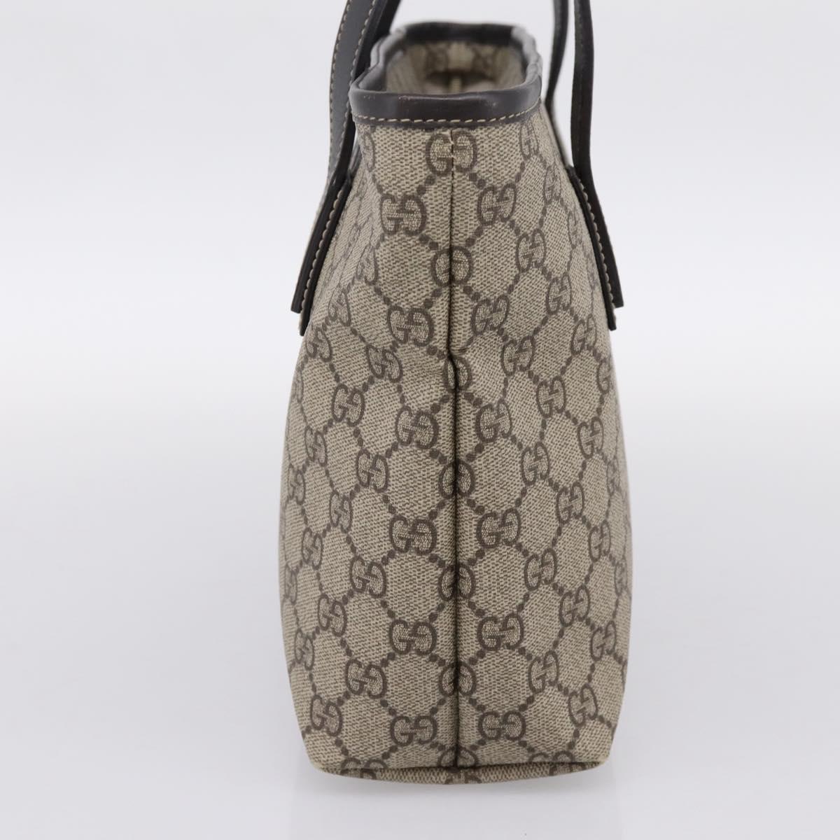 GUCCI GG Supreme Tote Bag PVC Beige Brown Silver 211138 Auth am12278V