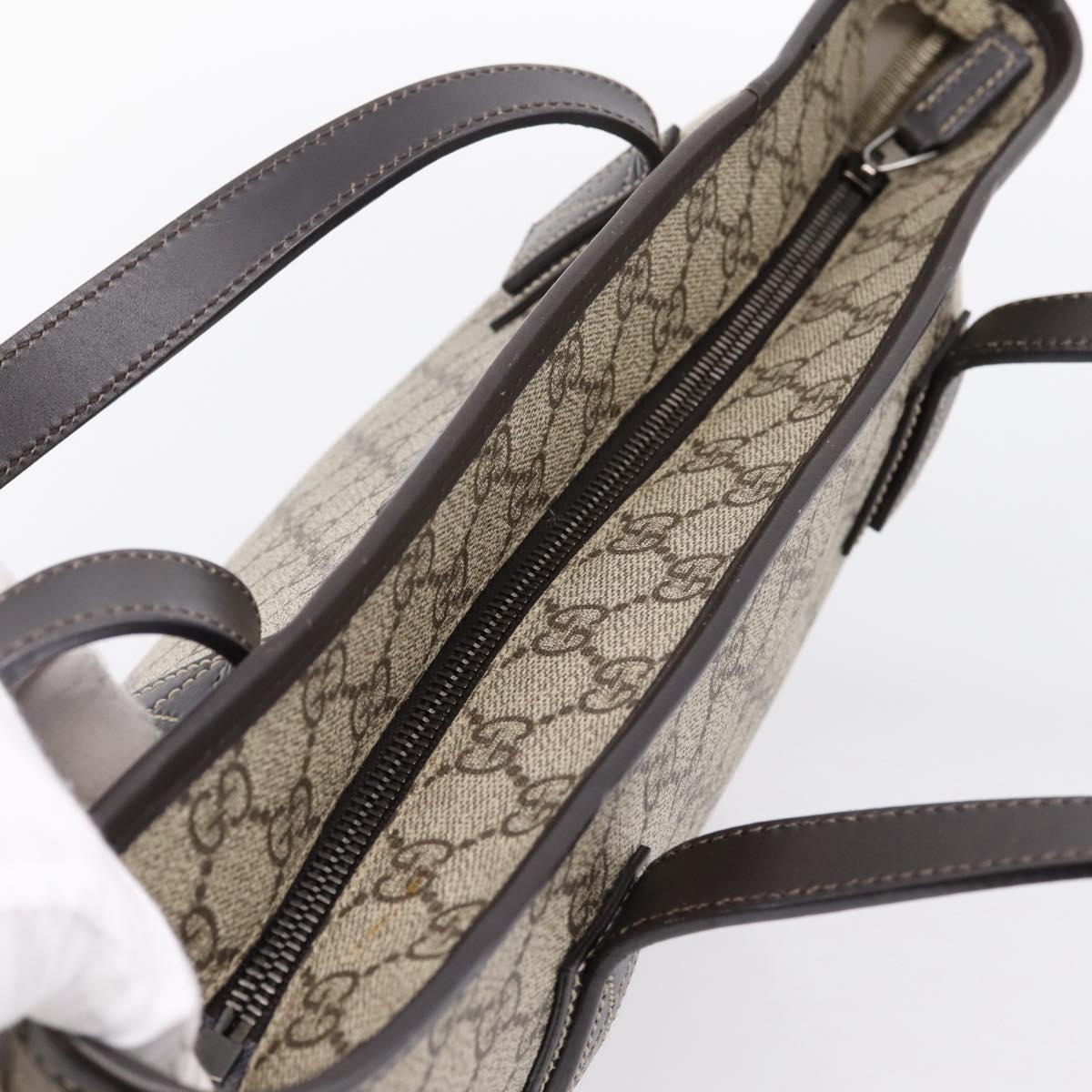 GUCCI GG Supreme Tote Bag PVC Beige Brown Silver 211138 Auth am12278V