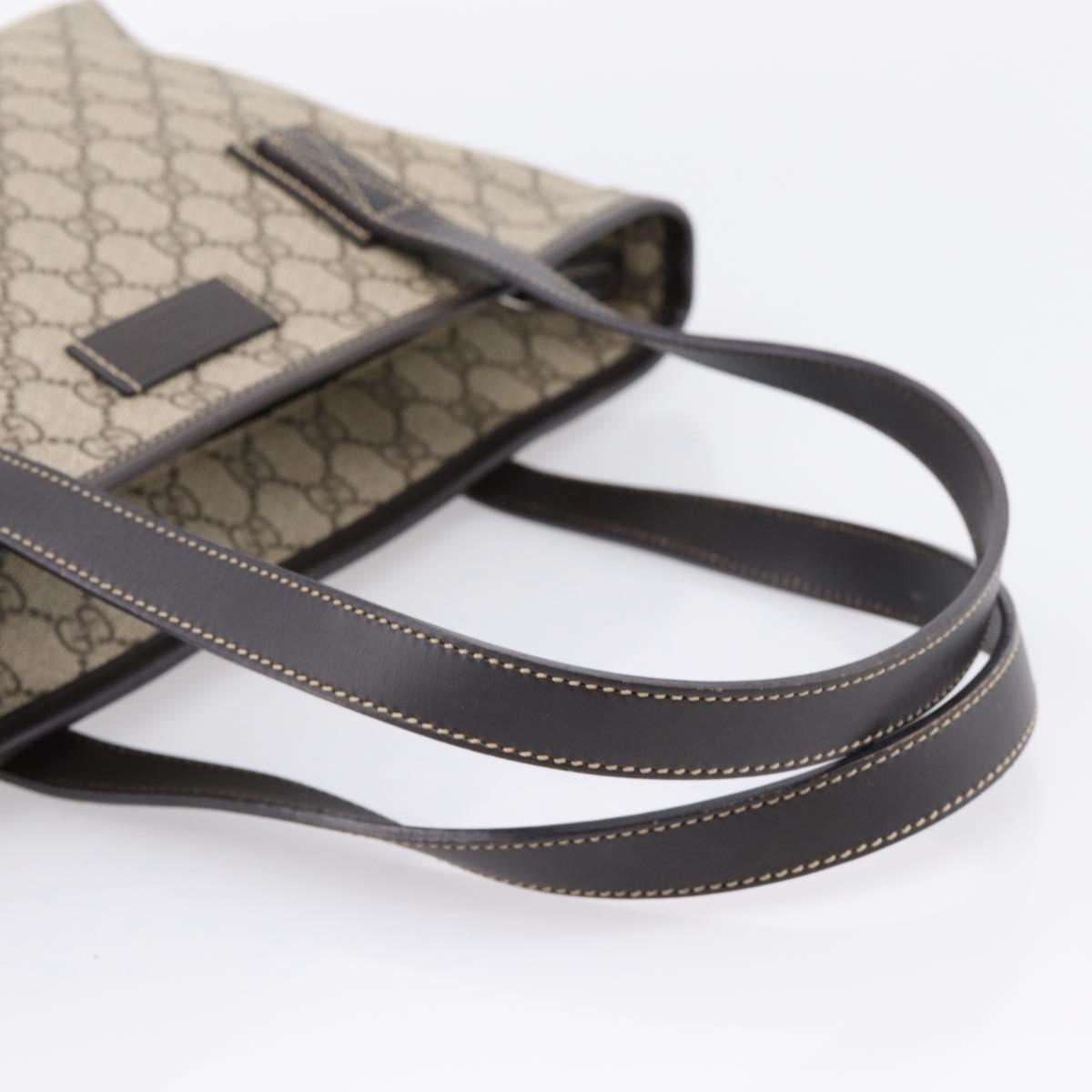 GUCCI GG Supreme Tote Bag PVC Beige Brown Silver 211138 Auth am12278V