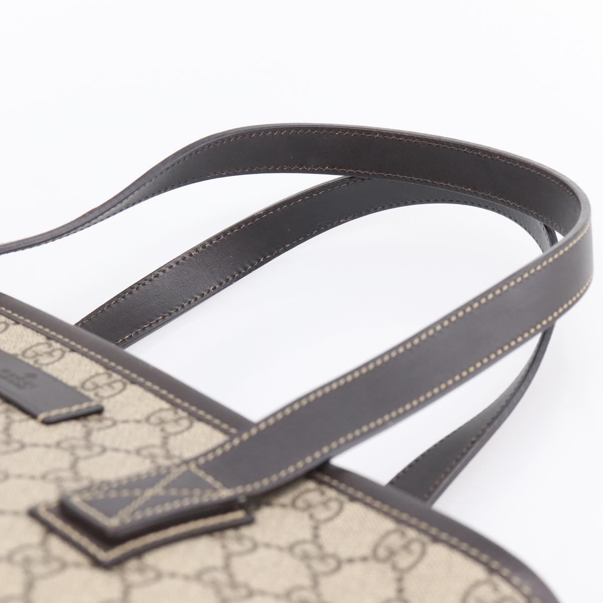 GUCCI GG Supreme Tote Bag PVC Beige Brown Silver 211138 Auth am12278V
