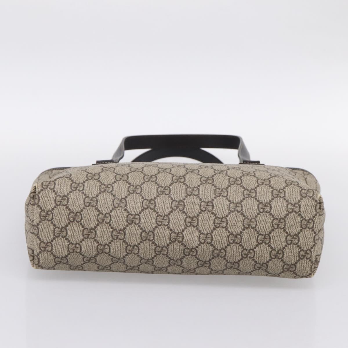 GUCCI GG Supreme Tote Bag PVC Beige Brown Silver 211138 Auth am12278V