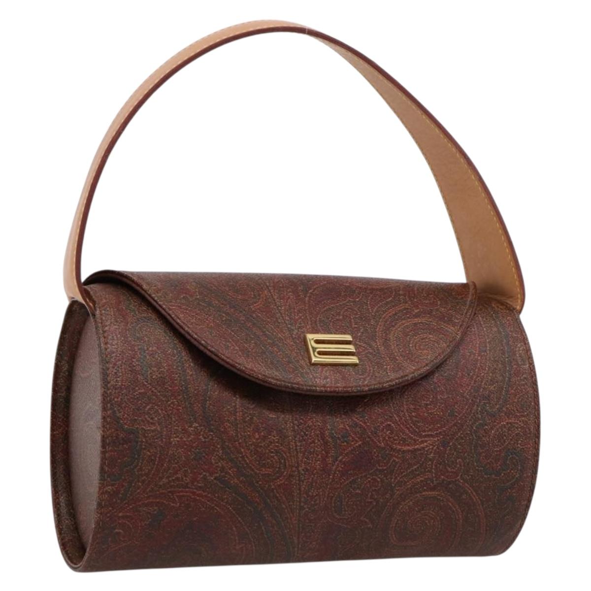 ETRO Paisley Hand Bag PVC Bordeaux Gold Auth am12279V