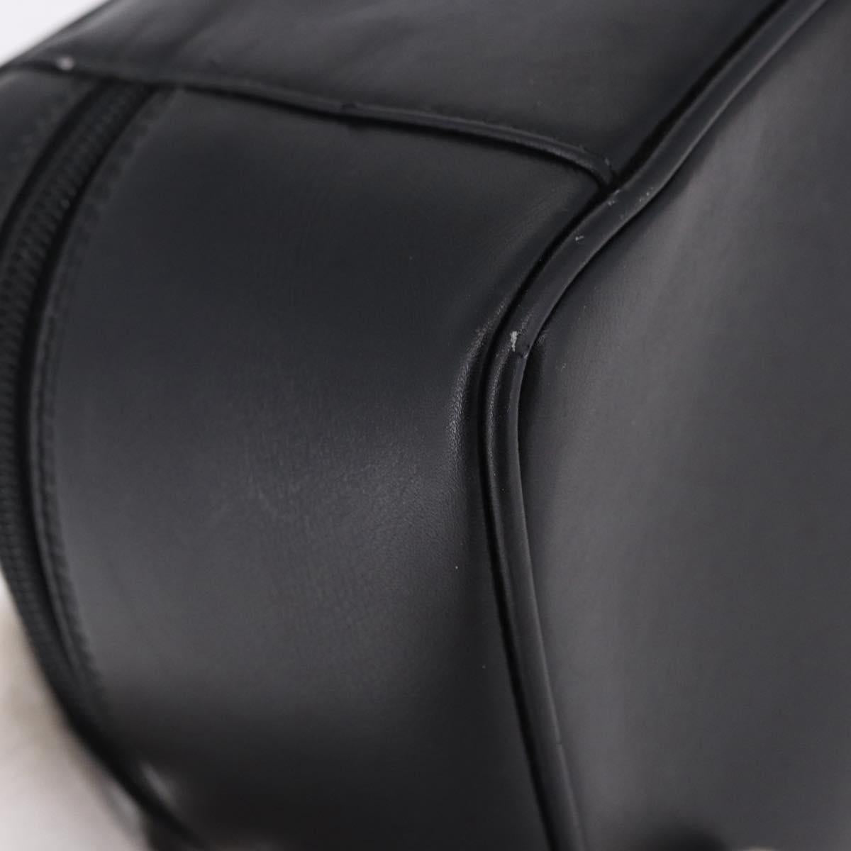 GUCCI Vanity Hand Bag Leather Black Silver 032 1956 0140 Auth am12280