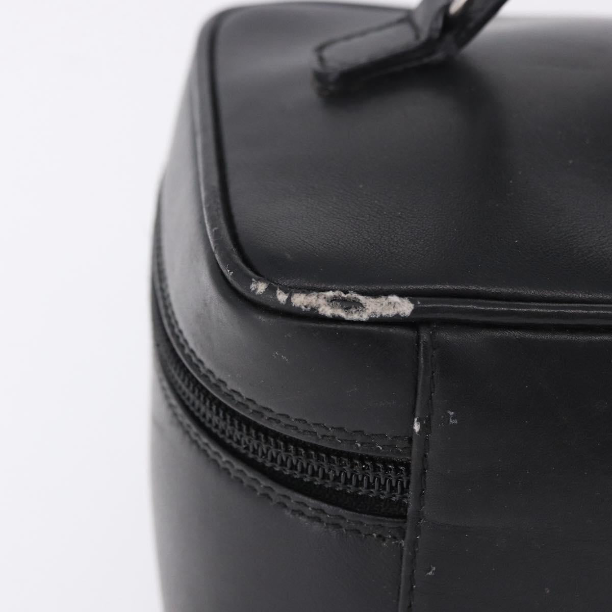 GUCCI Vanity Hand Bag Leather Black Silver 032 1956 0140 Auth am12280