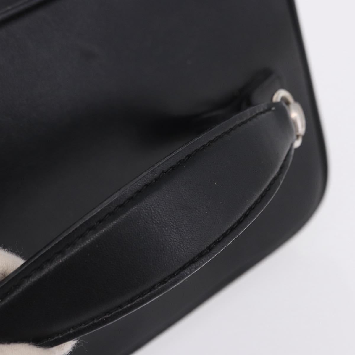GUCCI Vanity Hand Bag Leather Black Silver 032 1956 0140 Auth am12280