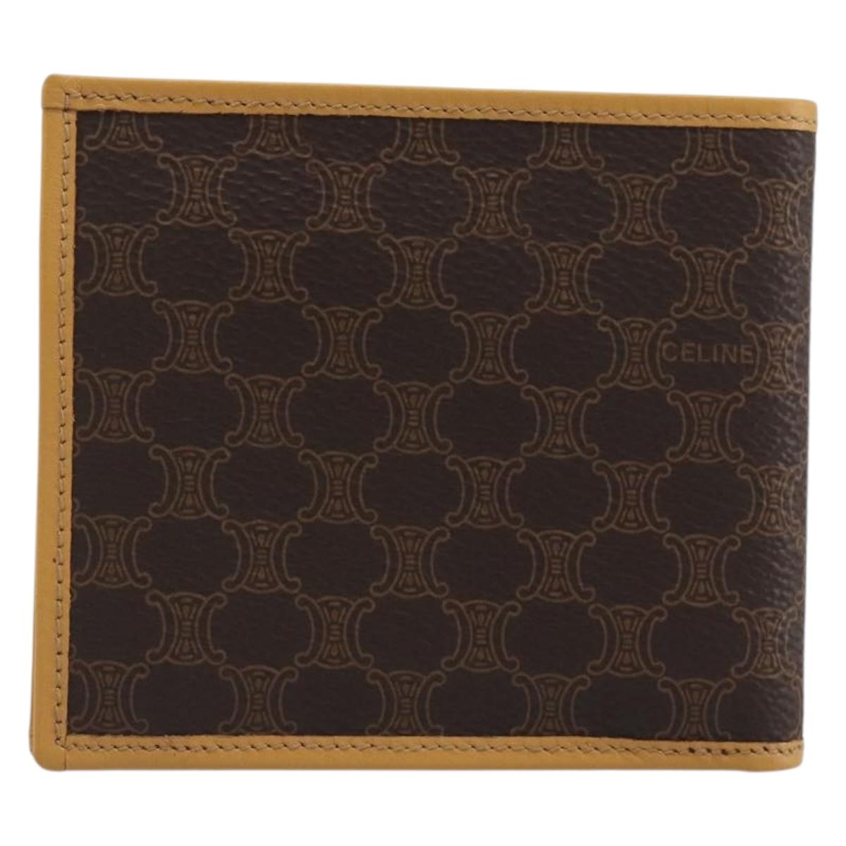 CELINE Macadam Wallet PVC Leather Brown Beige Auth am12282V