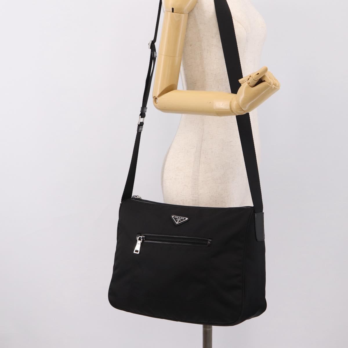 PRADA Shoulder Bag Nylon Black Silver Auth am12283V