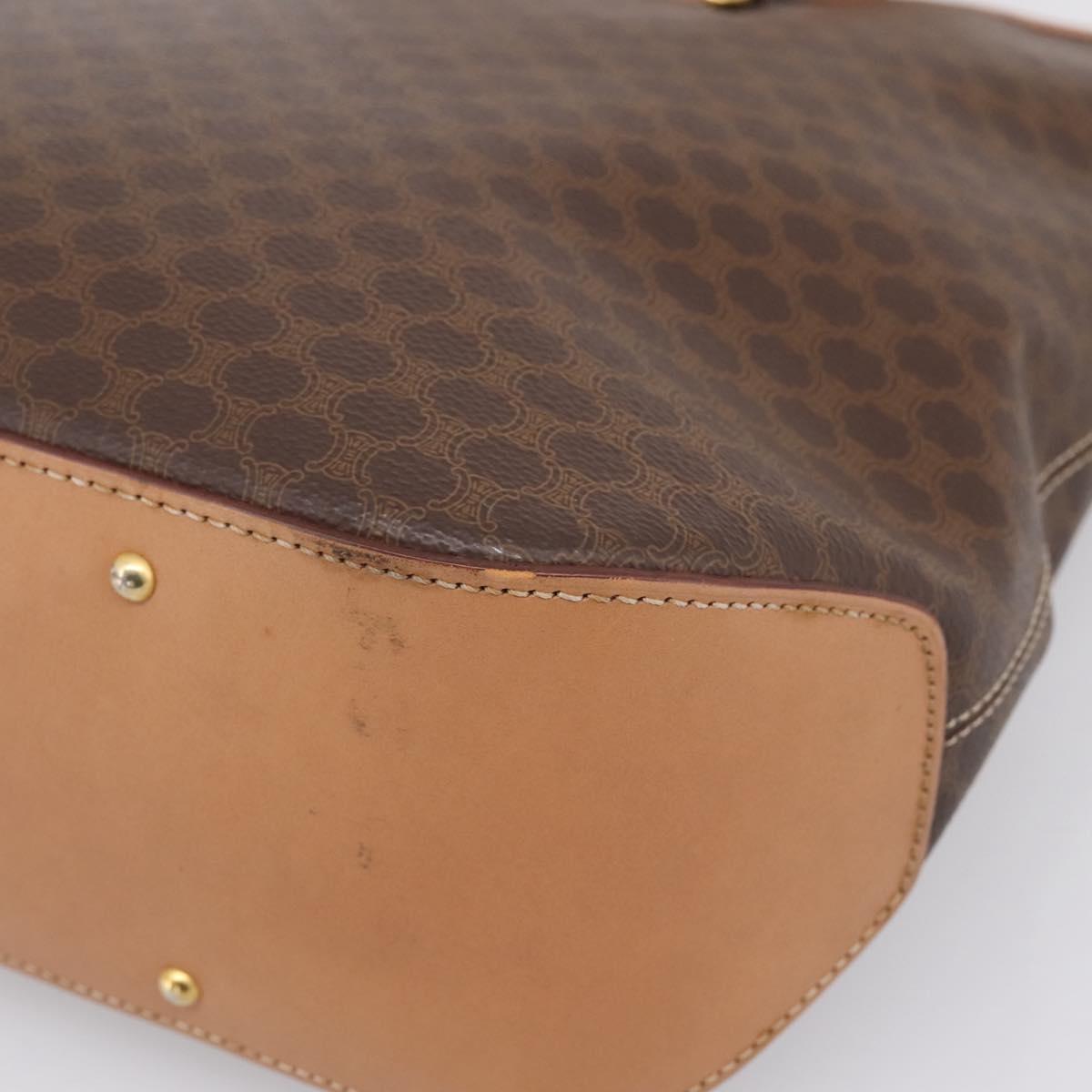 CELINE Macadam Canvas Tote Bag PVC Leather Brown Gold Auth am12286V