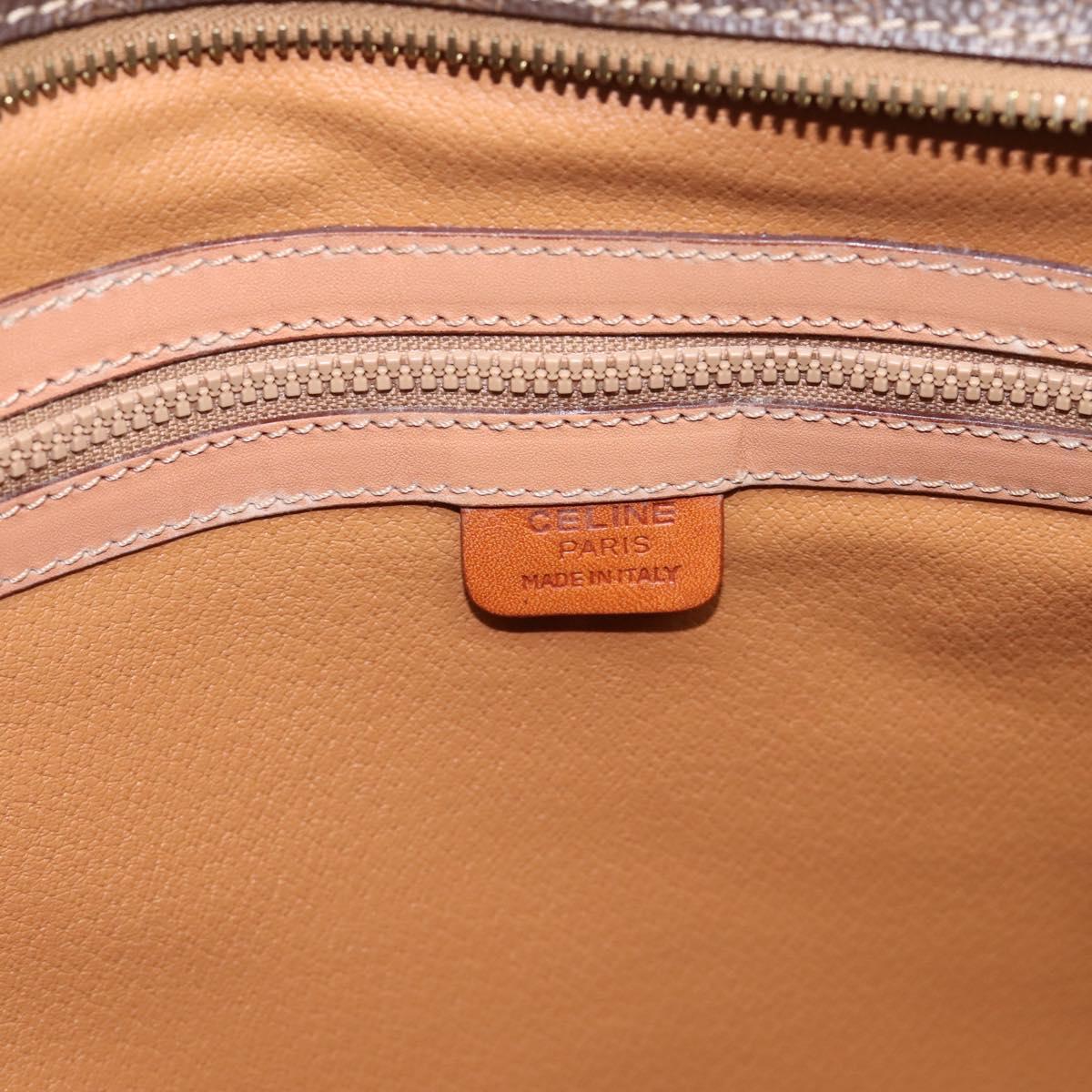 CELINE Macadam Canvas Tote Bag PVC Leather Brown Gold Auth am12286V