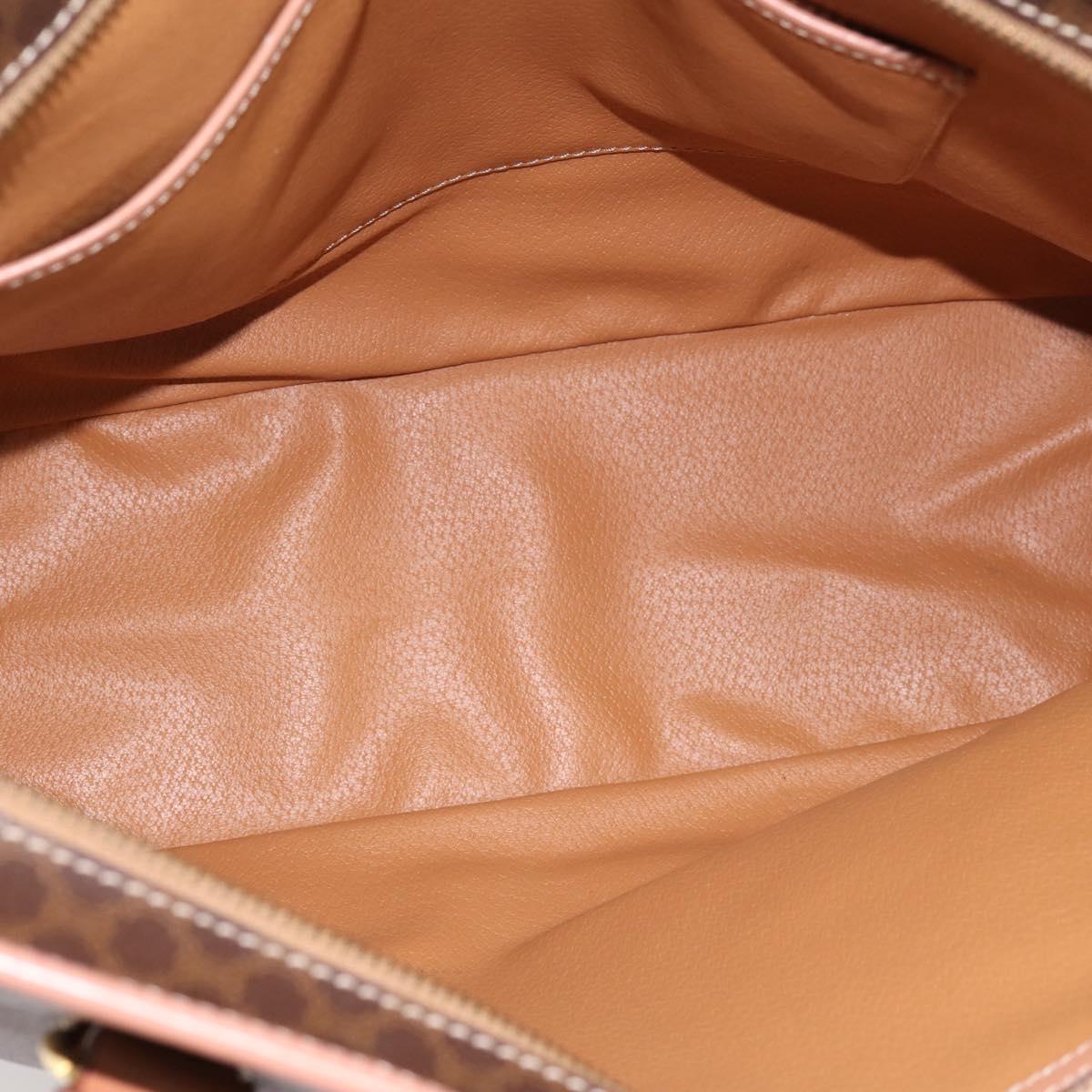 CELINE Macadam Canvas Tote Bag PVC Leather Brown Gold Auth am12286V
