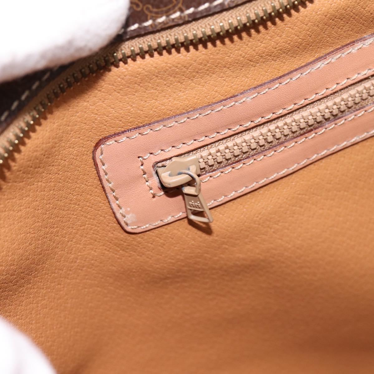 CELINE Macadam Canvas Tote Bag PVC Leather Brown Gold Auth am12286V