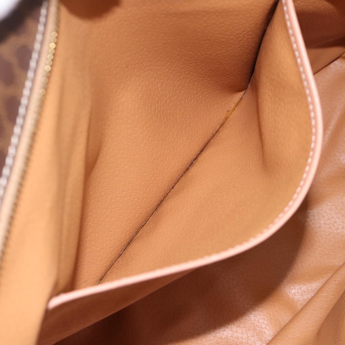 CELINE Macadam Canvas Tote Bag PVC Leather Brown Gold Auth am12286V