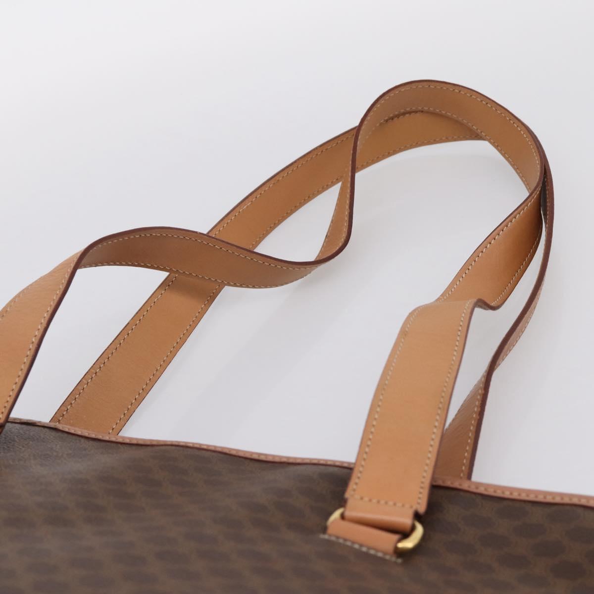 CELINE Macadam Canvas Tote Bag PVC Leather Brown Gold Auth am12286V