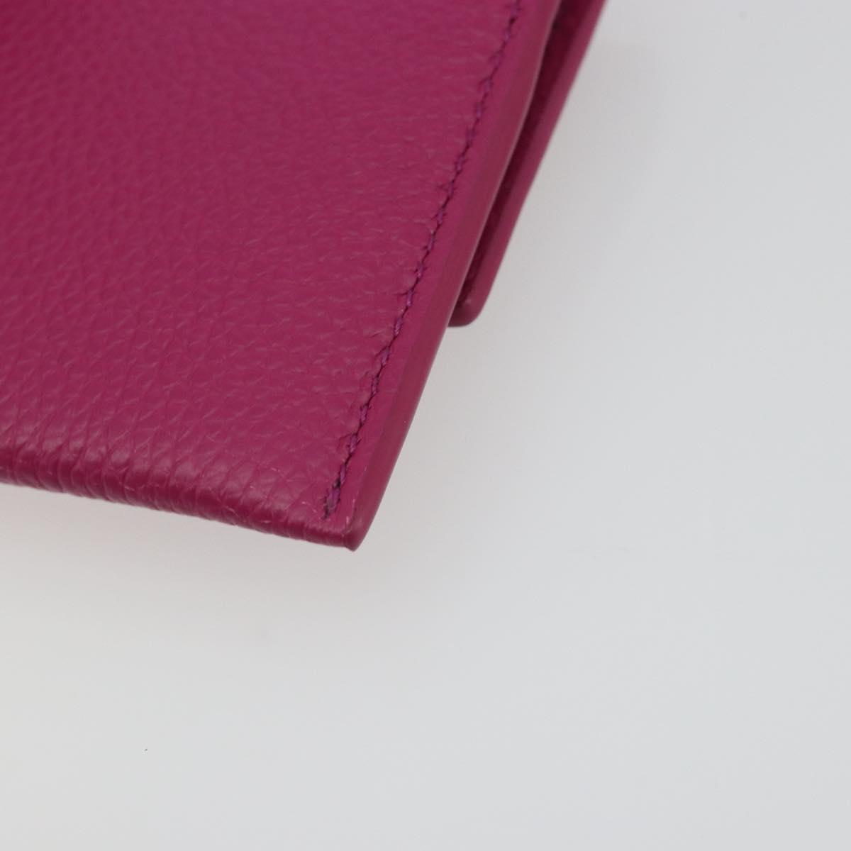 Salvatore Ferragamo Card Case Leather Pink Gold Tone Auth am12289M