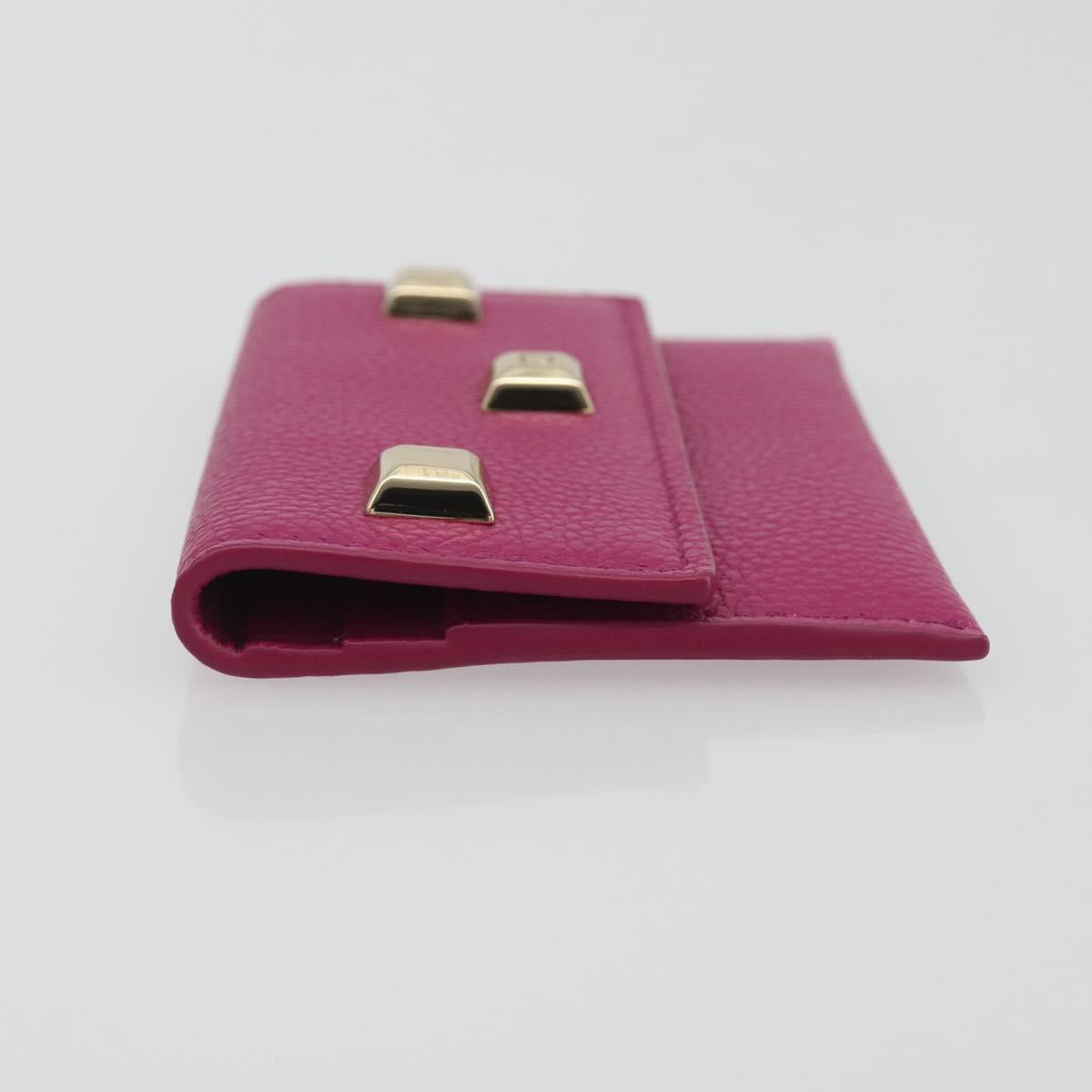Salvatore Ferragamo Card Case Leather Pink Gold Tone Auth am12289M