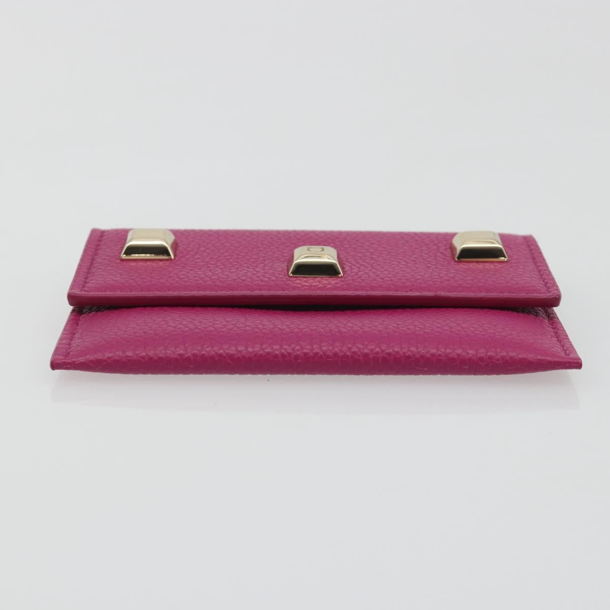 Salvatore Ferragamo Card Case Leather Pink Gold Tone Auth am12289M