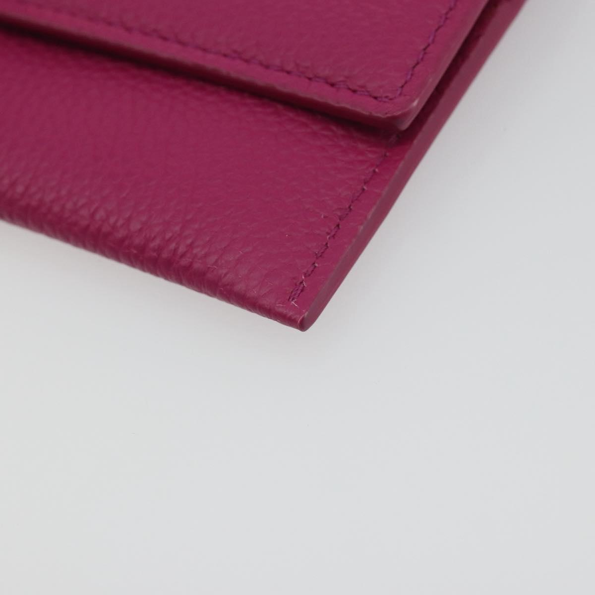 Salvatore Ferragamo Card Case Leather Pink Gold Tone Auth am12289M