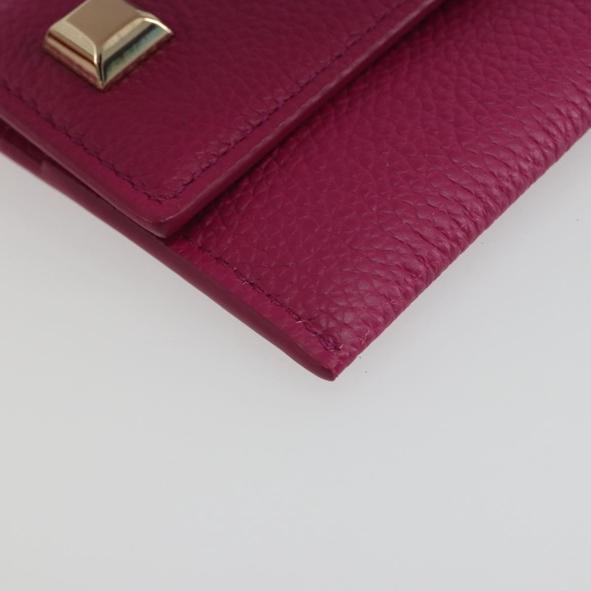 Salvatore Ferragamo Card Case Leather Pink Gold Tone Auth am12289M