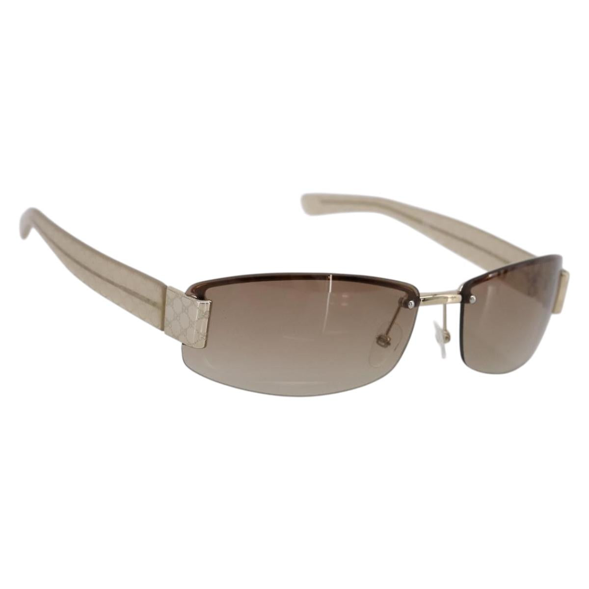 GUCCI Rimless Sunglasses Plastic Brown Gold Tone Auth am12290V