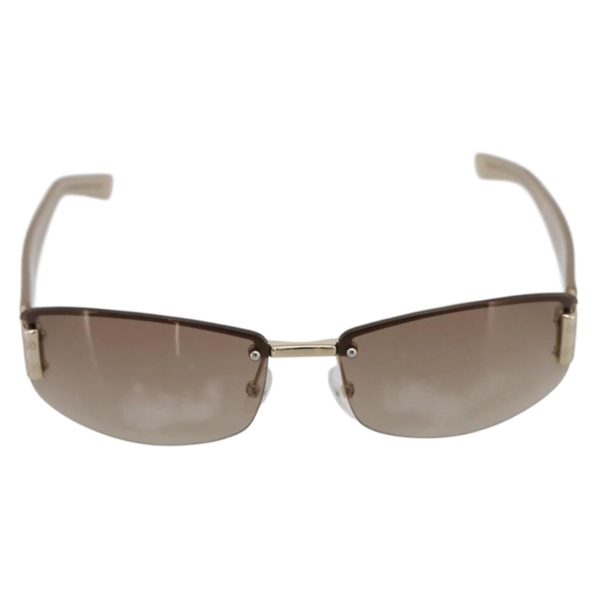 GUCCI Rimless Sunglasses Plastic Brown Gold Tone Auth am12290V
