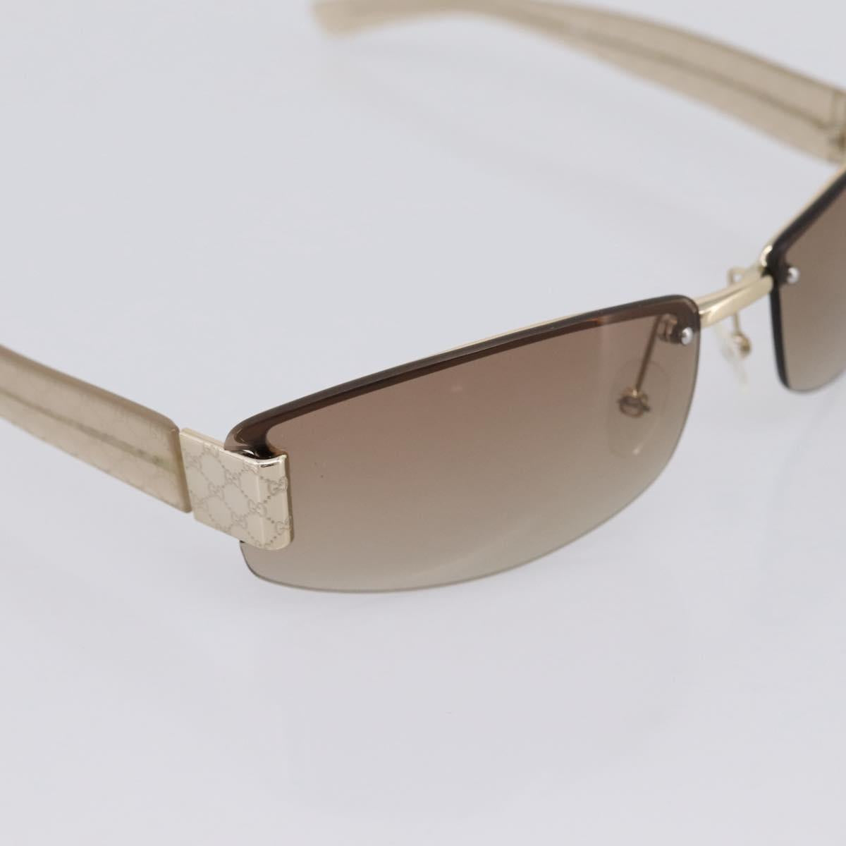 GUCCI Rimless Sunglasses Plastic Brown Gold Tone Auth am12290V