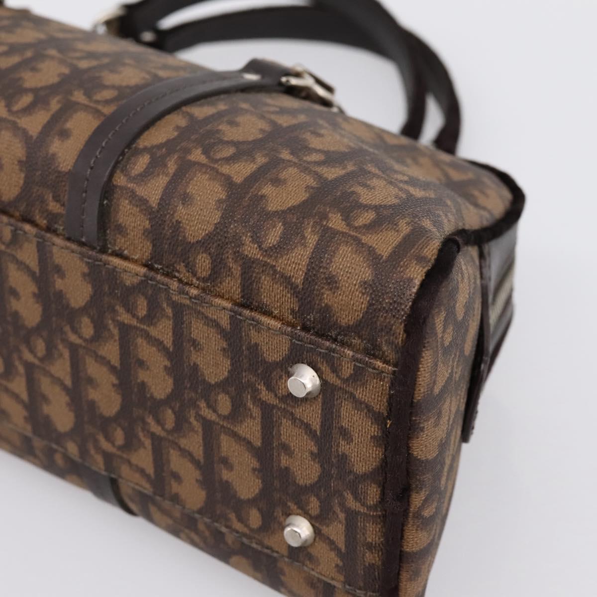 Christian Dior Trotter Romantic Hand Bag PVC Brown Silver Auth am12294SAM