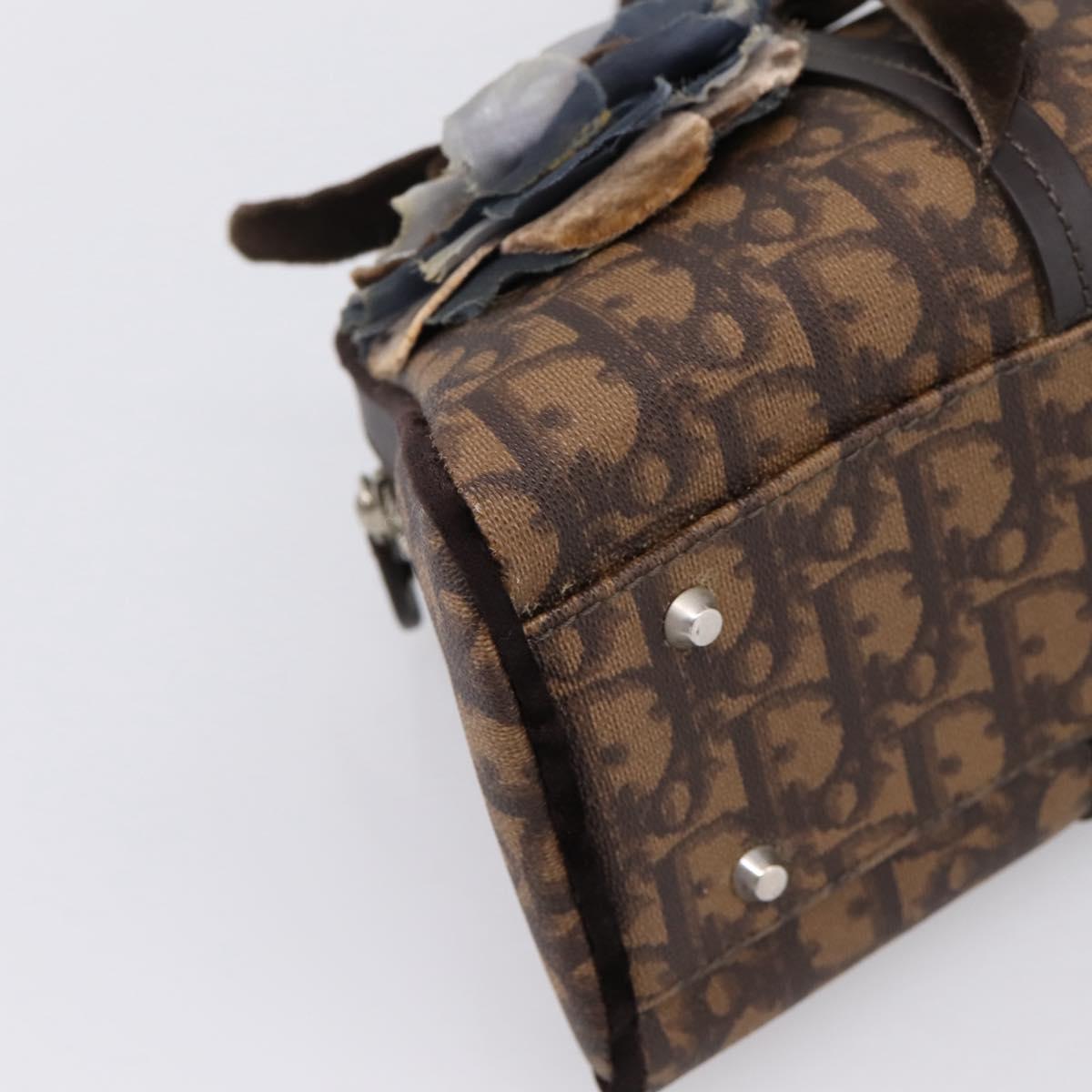 Christian Dior Trotter Romantic Hand Bag PVC Brown Silver Auth am12294SAM